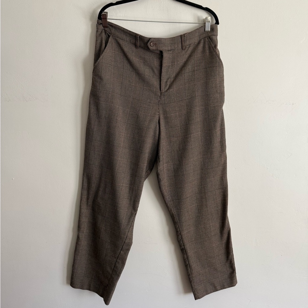 Garnet Hill Brown Office Checkered Trousers Pants